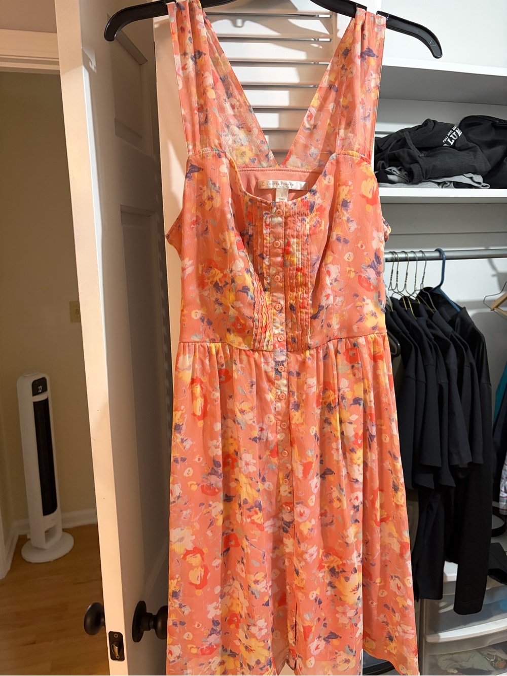 LC Lauren Conrad Coral Floral Sleeveless Midi Dress